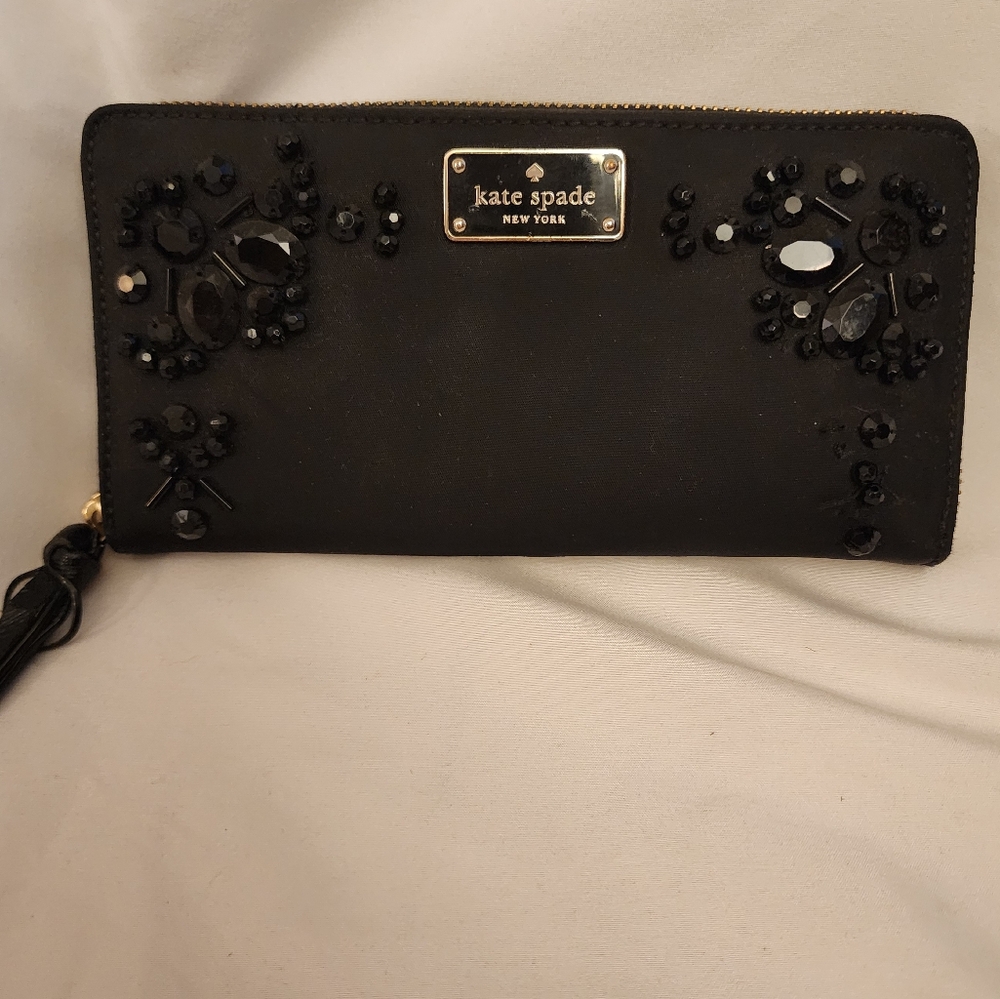 Kate Spade Black Wallet With Jewel Design